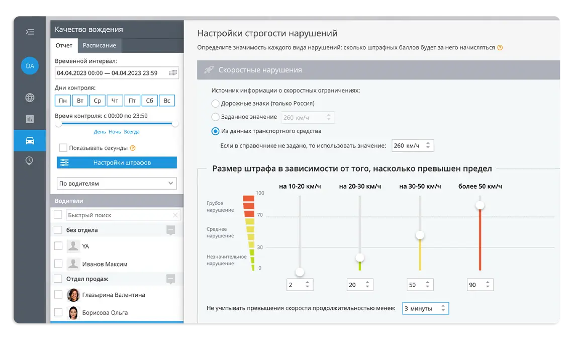 GPS панель мониторинга